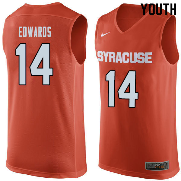 Youth #14 Jesse Edwards Syracuse Orange College Basketball Jerseys Sale-Orange